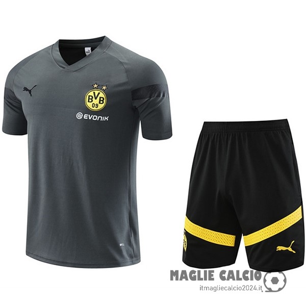 Formazione Set Completo Borussia Dortmund 2022 2023 Grigio II Nero Creare Maglie Da Calcio