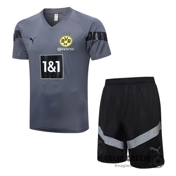 Formazione Set Completo Borussia Dortmund 2022 2023 Grigio I Nero Creare Maglie Da Calcio