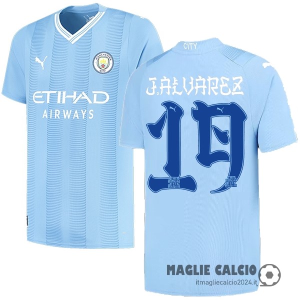 NO.19 J. Alvarez Prima Maglia Manchester City 2023 2024 Azul Creare Maglie Da Calcio