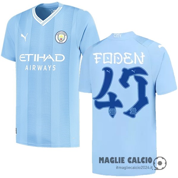 NO.47 Foden Prima Maglia Manchester City 2023 2024 Azul Creare Maglie Da Calcio