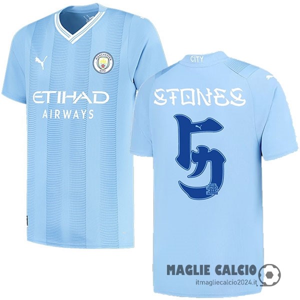 NO.5 Stones Prima Maglia Manchester City 2023 2024 Azul Creare Maglie Da Calcio