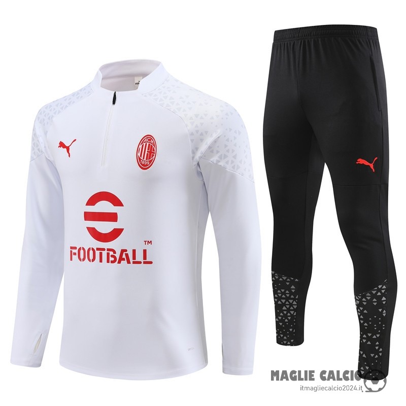 Set Completo Sudadera Formazione Bambino AC Milan 2023 2024 Bianco Nero Rosso Creare Maglie Da Calcio
